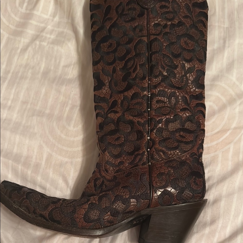 Brown Floral Women's Boots